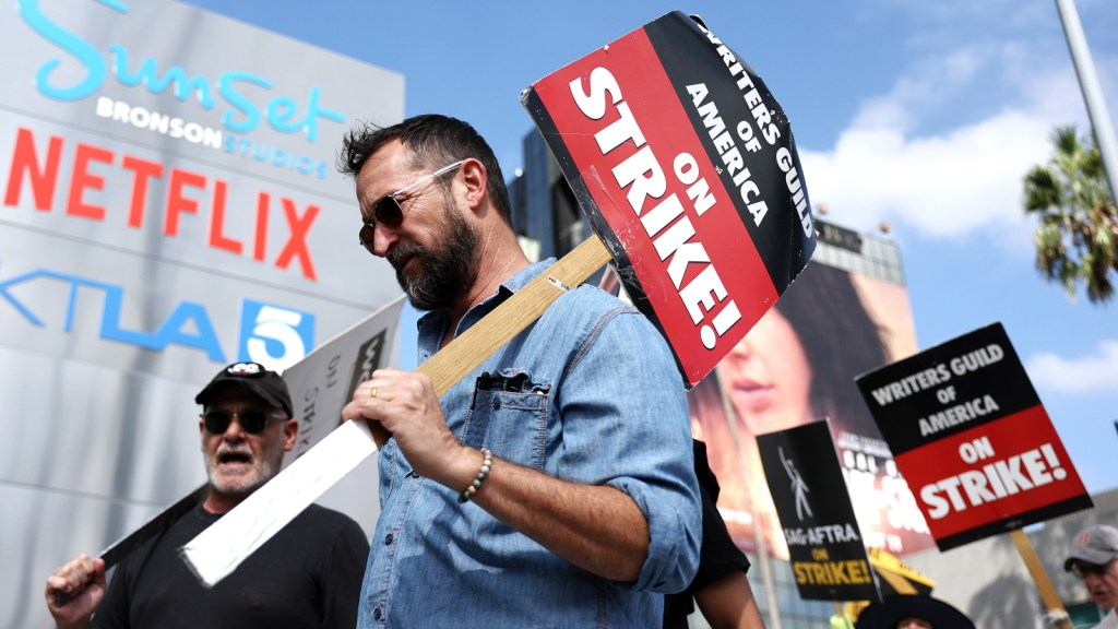 Striking Writers Guild of America (WGA) members.