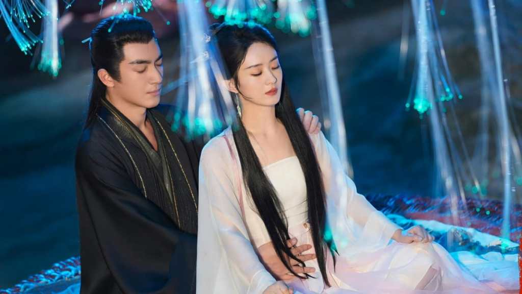 Lin Gengxin and Zhao Liying meditate