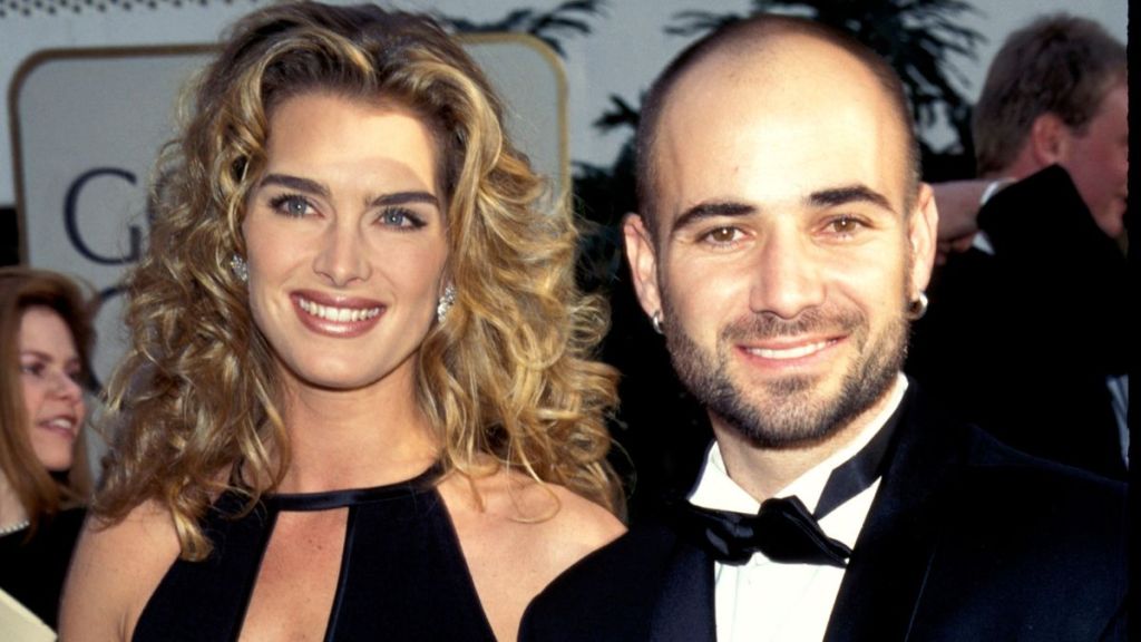 Brooke Shields and Andre Agassi at the 54th Annual Golden Globe Awards
