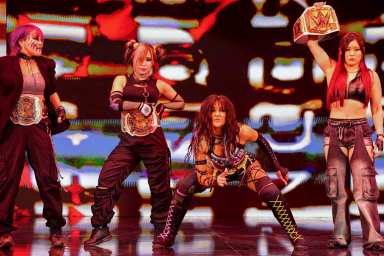 WWE's Damage CTRL members Asuka, Kairi Sane, Dakota Kai and Iyo Sky