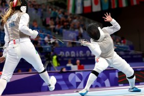 fencers tethered in olympics paris 2024