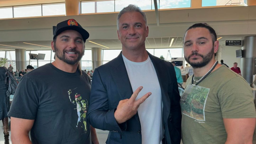 Former WWE Superstar Shane McMahon with AEW stars The Young Bucks