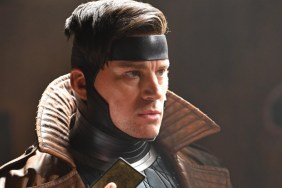 Channing Tatum holds a card as Gambit.