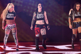 WWE's The Riott Squad members Liv Morgan, Sarah Logan and Ruby Soho