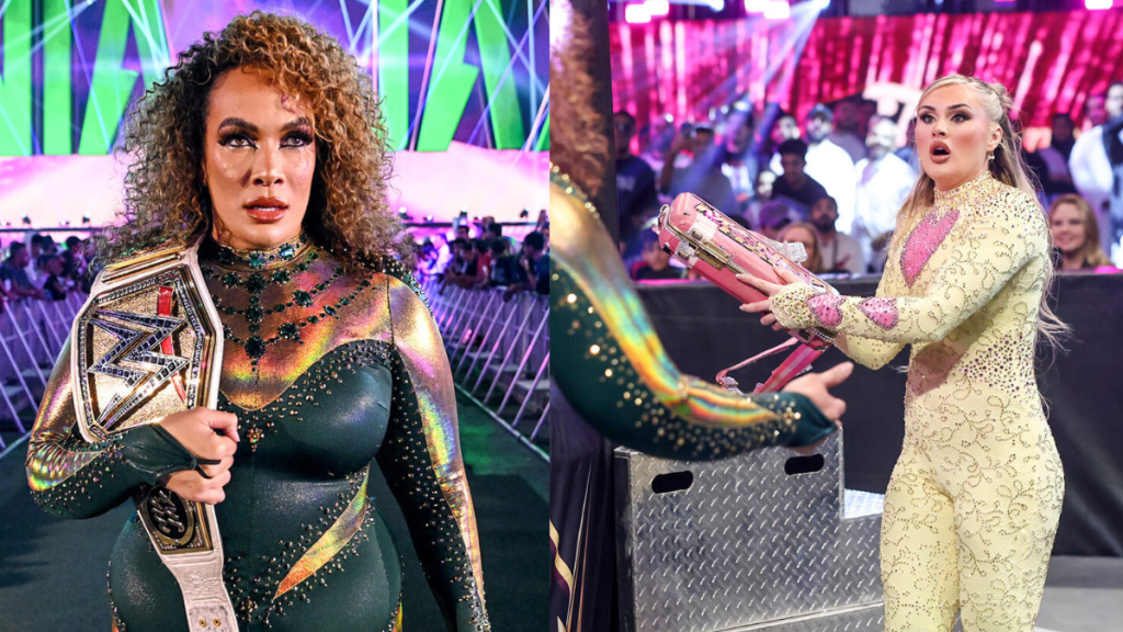 Nia Jax and Tiffany Stratton at WWE Crown Jewel 2024