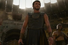 Paul Mescal stands in the arena in Gladiator II.