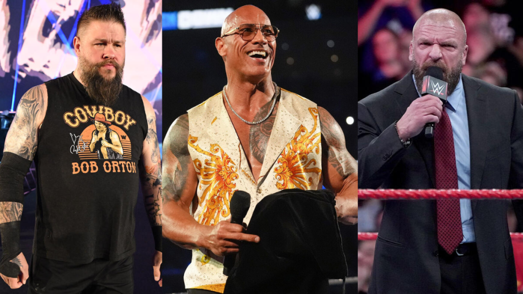 WWE's Kevin Owens, The Rock and Triple H