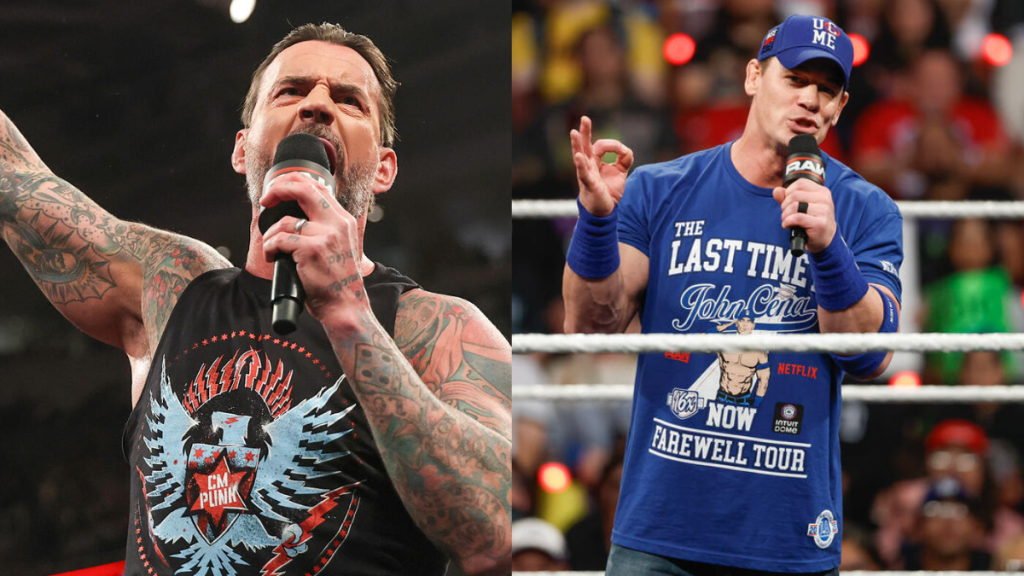 WWE Superstars CM Punk and John Cena.