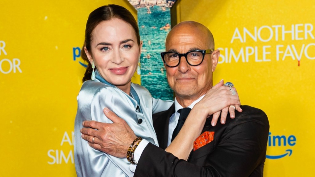 How is Emily Blunt related to Stanley Tucci