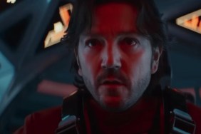 Cassian Andor looks on intently while in a ship.