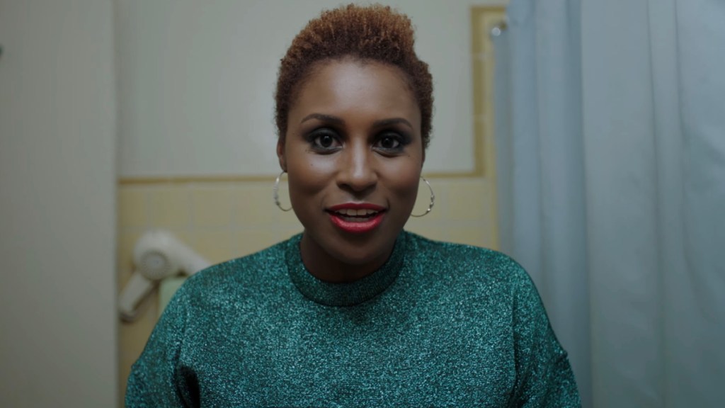 Issa Rae giving mirror affirmations in HBO's Insecure