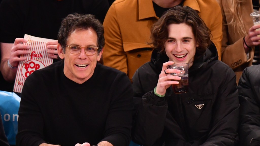 timothee chalamet ben stiller knicks game